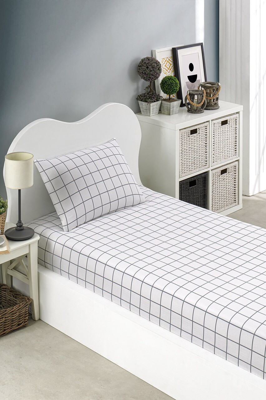 Set de pat pentru o persoana (cearceaf cu elastic si perna) 2 piese, L'essentiel Maison, Artus, Gri - imagine 3